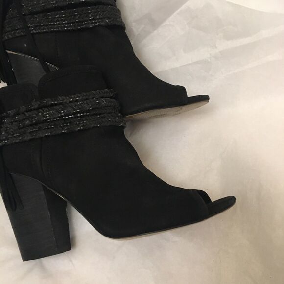 BCBG generation ankle boots open toe fringe back zip braided accents 8M - Picture 4 of 10